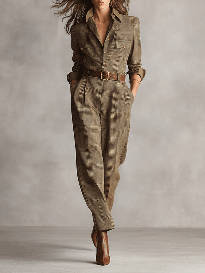 Celia | Jumpsuit a Cuadros con Detalles Sofisticados