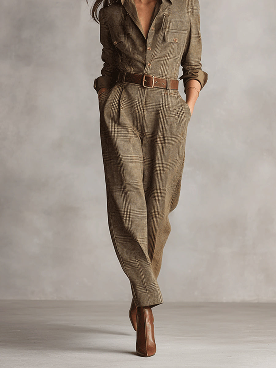 Celia | Jumpsuit a Cuadros con Detalles Sofisticados