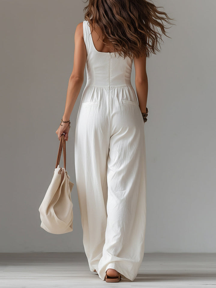 Noelia | Sleeveless Wide Leg Jumpsuit with Pockets