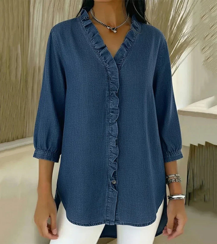 Lucía | Blusa vaquera fluida con escote en V