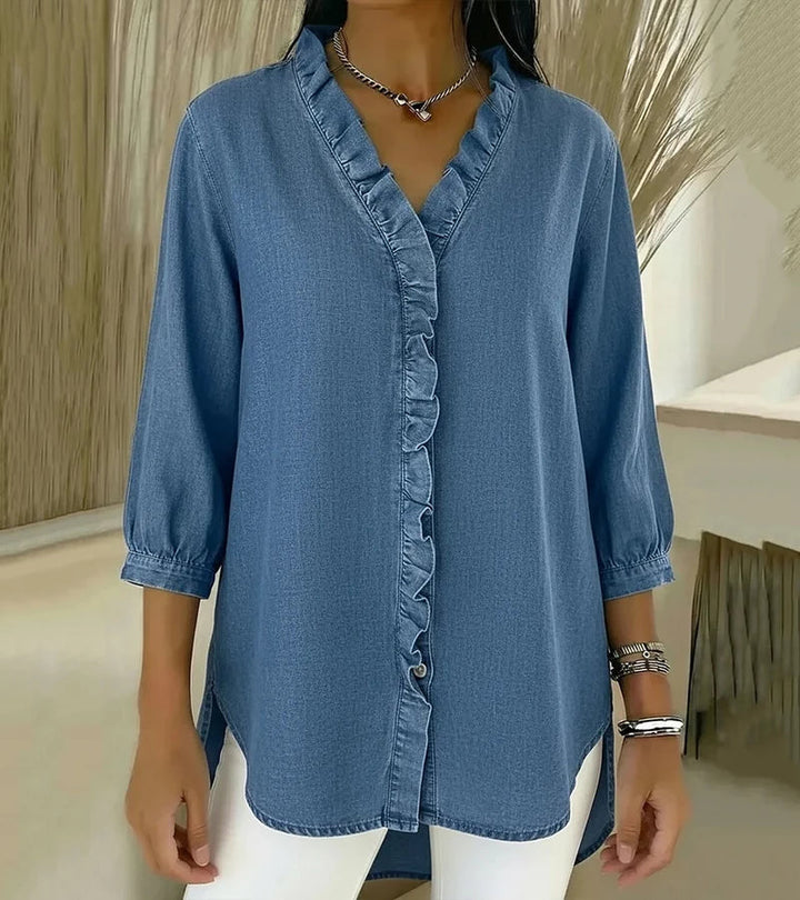 Lucía | Blusa vaquera fluida con escote en V