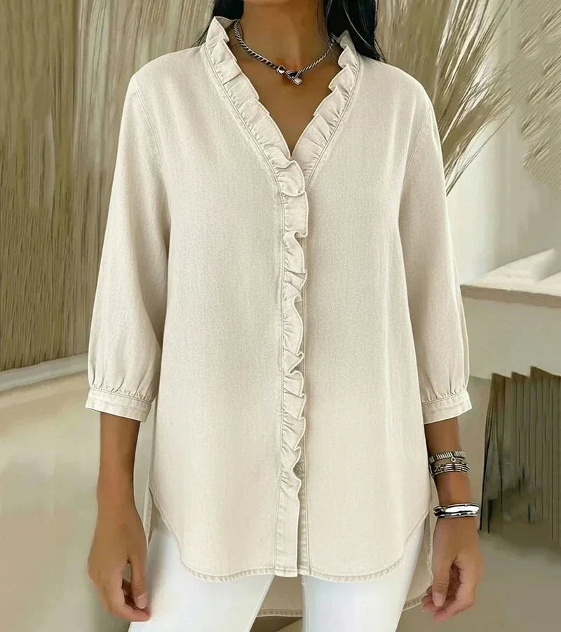Lucía | Blusa vaquera fluida con escote en V