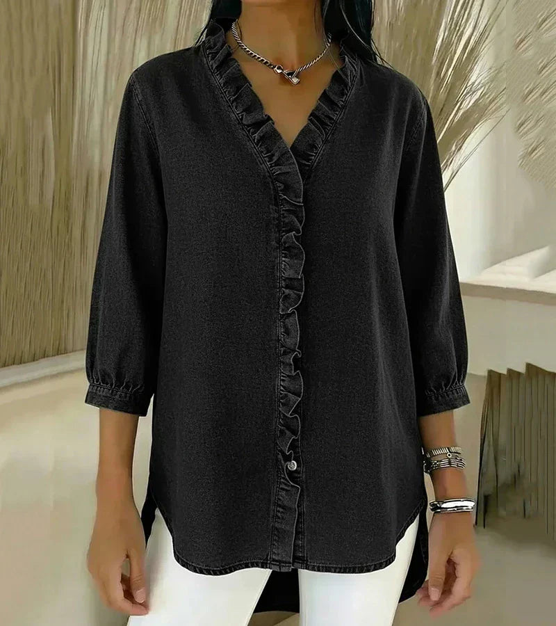 Lucía | Blusa vaquera fluida con escote en V