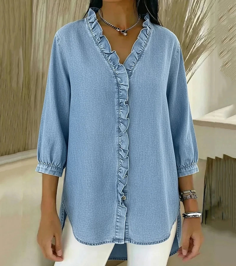 Lucía | Blusa vaquera fluida con escote en V