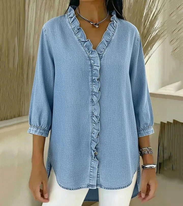 Lucía | Blusa vaquera fluida con escote en V
