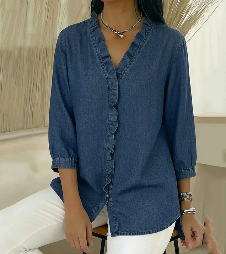 Lucía | Blusa vaquera fluida con escote en V