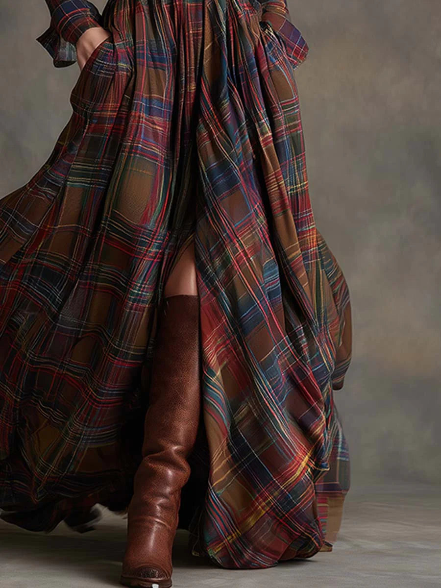Beatriz | Plaid maxi dress with belt