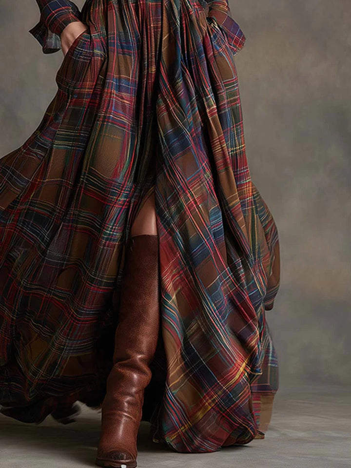 Beatriz | Plaid maxi dress with belt