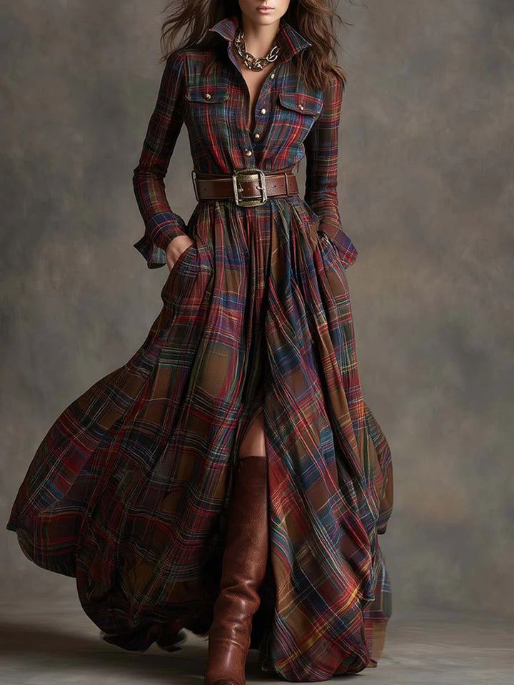 Beatriz | Plaid maxi dress with belt