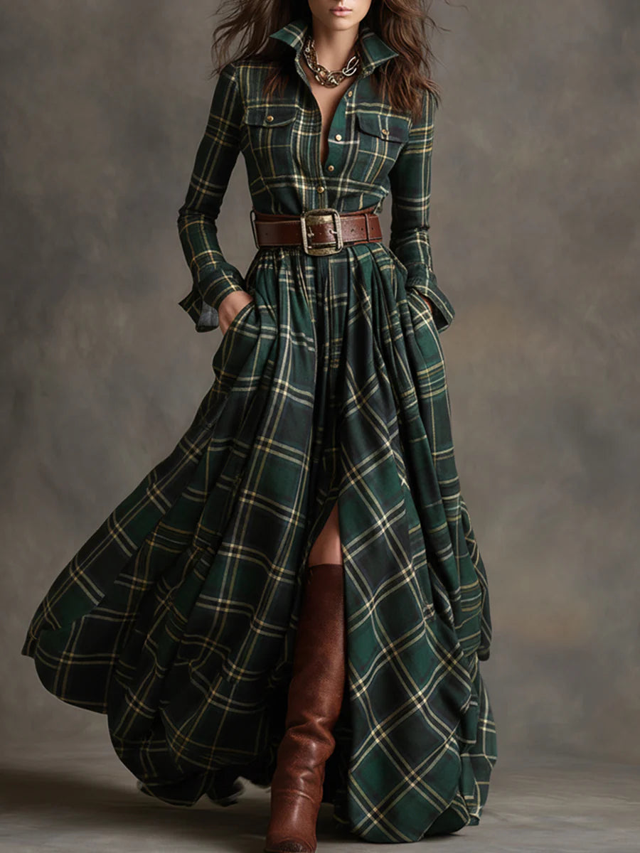 Beatriz | Plaid maxi dress with belt