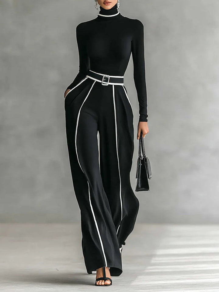 Emma | Stylish two-piece set with high neck and wide-leg pants