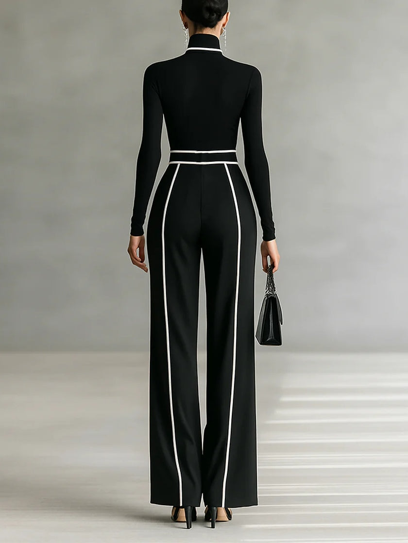 Emma | Stylish two-piece set with high neck and wide-leg pants