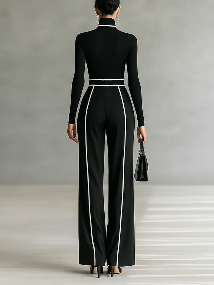 Emma | Stylish two-piece set with high neck and wide-leg pants