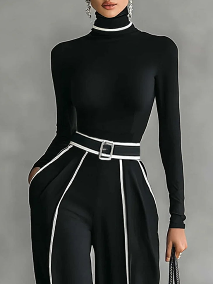 Emma | Stylish two-piece set with high neck and wide-leg pants