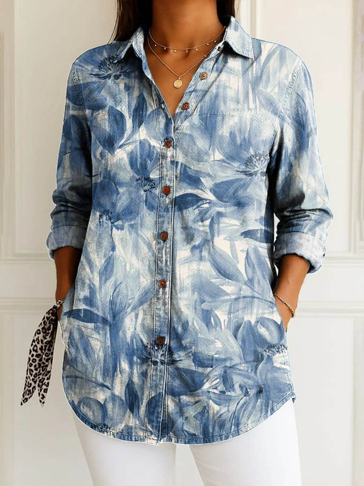 Bega | Blouse with blue flowers