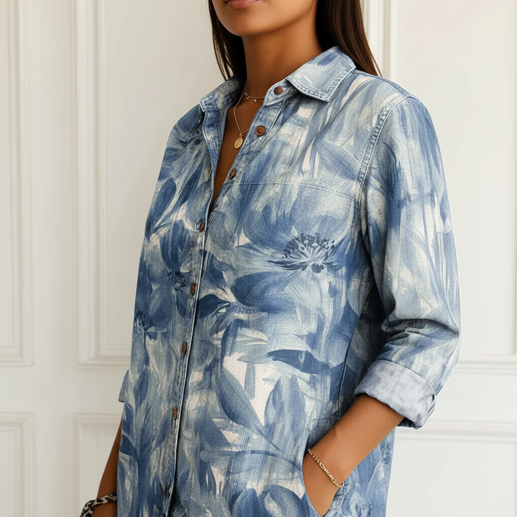Bega | Blouse with blue flowers