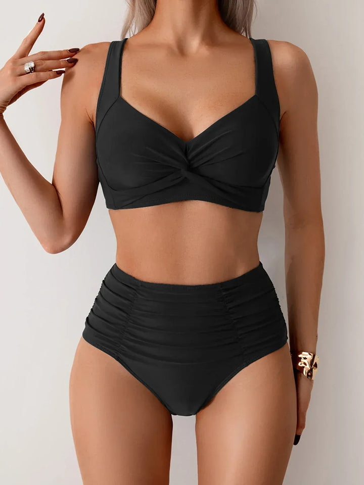 April - Crisscross Halter High-Waisted Bikini